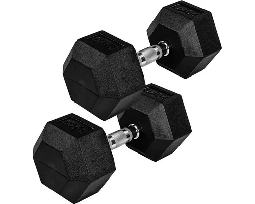MOVIT Hexagon Kurzhantel-Set 20 kg, Gusseisen - Hochwertiges 2er Set mit gerändelten Griffen für optimalen Halt. Ideal für ein effektives Krafttraining zu Hause oder im Fitnessstudio.