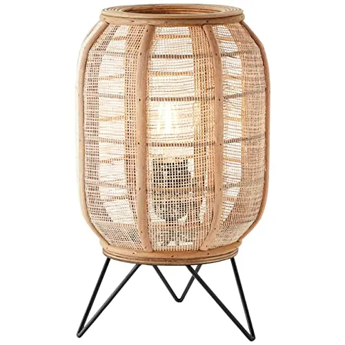 BRILLIANT Tanah Tischleuchte schwarz/natur - Moderne Tischlampe mit praktischem Schnurzwischenschalter für einfachen Betrieb. Ideal für ein gemütliches Ambiente in Ihrem Zuhause.