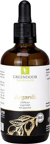GREENDOOR reines Bio Arganöl 100ml Pipettenflasche, pur nativ kaltgepresst natürlich ungeröstet vegan, Haaröl ohne Silikon, Argan Öl für Haare Haut Nägel Gesicht Feuchtigkeit