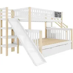 Multifunktionales Kinderbett mit Rutsche und Tafel