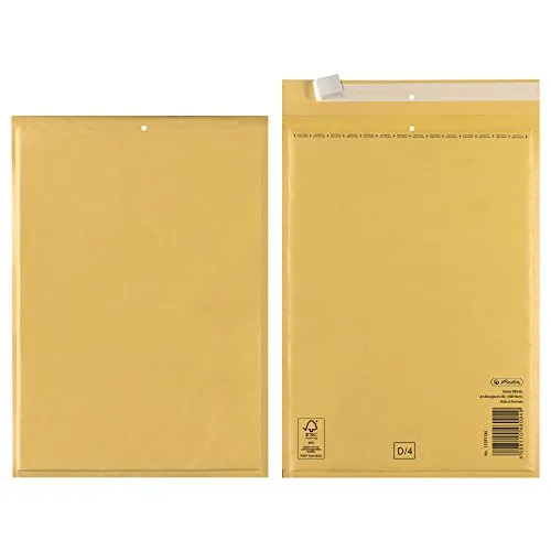 Herlitz Luftpolstertaschen 793406, für DIN A5, 180 x 260mm, Typ D, haftklebend, braun, 10 Stück