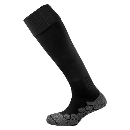 Mitre Division Plain Sportsocke, ideal für Fußball | Leicht | Schnell trocknendes Design | Gepolstert Socken, Schwarz, Senior (40.5 EU - 47 EU)
