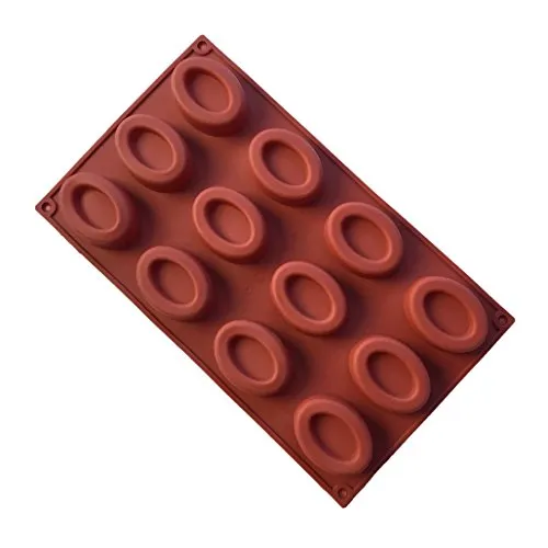 MKNzone 1 Stück 12-Loch 29.7 X 17.2 X 1.7 cm Silikon Backform Schokolade, Gelees und Süßigkeiten etc. - Mini Oval Donuts