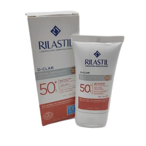 Rilastil Sonnenschutzcreme SUN SYSTEM SPF50+ d-clar #medium 40ml - Sonnenpflege mit hohem Schutzfaktor SPF50+, ideal für empfindliche Haut und bietet zuverlässigen Schutz vor UV-Strahlen.