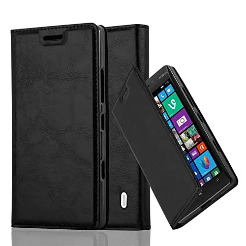 Cadorabo Hülle kompatibel mit Nokia Lumia 929/930 aus Premium Kunst Leder Flip Klappbare Stoßfeste Magnetische [Standfunktion] [Kartenfächern] Cover Hülle für Nokia Lumia 929/930 Tasche in Schwarz