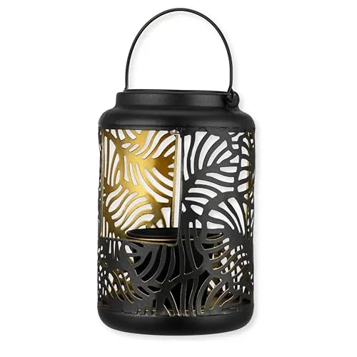 REV Solarlampe - Gartenleuchte 25cm mit Dekoschale & Bügel zum Aufhängen - schöne Gartendeko, Metall, IP44, schwarz