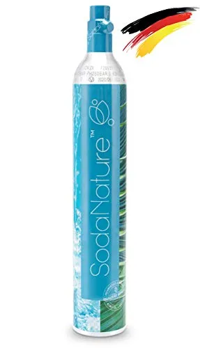SodaNature® Premium 60L CO2 Zylinder für SodaStream (außer QC), Aarke etc. - Neu & Erstbefüllt in Deutschland - Natürliche Kohlensäure für 60 Liter - 10 Jahre TÜV [425g]