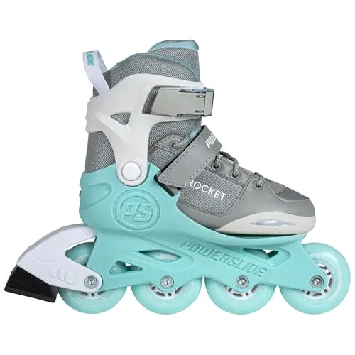 Powerslide Rocket Inline-Skates für Kinder - Weiß, Blau, Grau EU 37-40 - Inliner für Kinder mit verstellbarem Schuh, sicherem Design und stylischer Farbgebung. Ideal für aktive Kinder, die die Welt erkunden möchten!