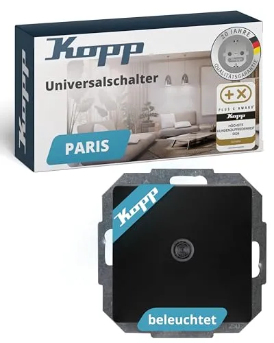 Kopp PARIS Universalschalter beleuchtet in Matt-Schwarz von Kopp