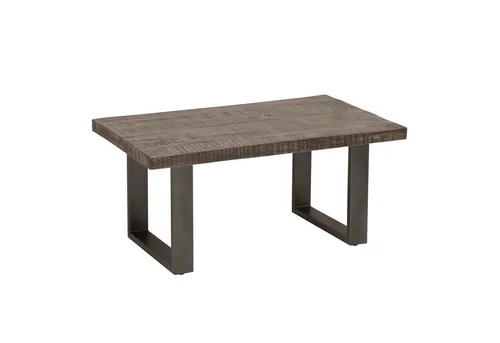 Riess-Ambiente Couchtisch IRON CRAFT 100cm grau - Stylischer Couchtisch aus massivem Mango-Holz und robustem Eisen, ideal für ein modernes Wohnzimmer. Individuelle Holzstruktur verleiht jedem Tisch einen einzigartigen Charakter.