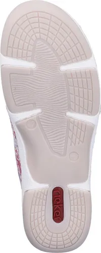 Rieker Damen Slipper Gummizug floral 55967, Größe 39 EU, Mehrfarbig - Modischer Damen Slipper mit floralem Design, ideal für warme Tage. Das pflegeleichte Material und die rutschfeste Sohle bieten Komfort und Sicherheit. Perfekt für jeden Tag!