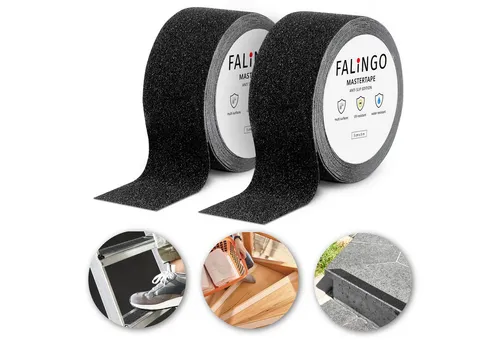 FALINGO Klebeband Antirutsch Klebeband, PVC Anti-Slip Tape, 2 Rollen 5 cm x 5 m (2-St) Selbstklebend, Trittsicherheit im Innen- und Außenbereich