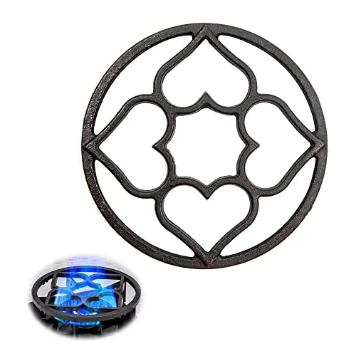 duozoanz Gusseisen Wok Ring Pan Support - 19cm Topfträger Gaskocher Gitter Universal Pfannenträger aus Eisen mit 8 Befestigungsschlitze im Boden für Herdplatte Hitzesimmer Kaffeekocher, 1 Stück