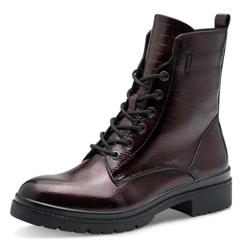 Tamaris Damen Stiefelette 1-25236-43, Rot mit Nieten - Wanderschuhe mit trendiger Nietenverzierung, bequemem Warmfutter und individueller Schnürung für optimalen Tragekomfort.