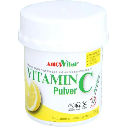AMOSVITAL VITAMIN C PULVER 100 g - Mineralienpräparate, hochdosiertes Vitamin C Pulver zur Unterstützung des Immunsystems und für mehr Energie im Alltag.
