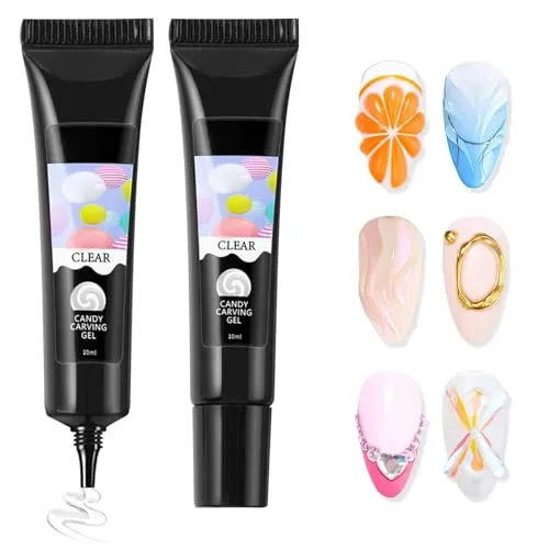 2pcs 3D Skulptur Nail Gel,Klares Multifunktionell Rhinestone Glue Gel,Für Gelnägel Lang Anhaltend und Natürlicher Look,Für Salon-Profis Nageldesign Sculpting Nagelmodellage