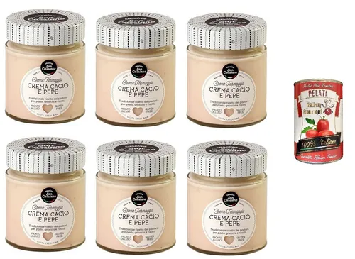 6x Cascina San Cassiano Käse- und Pfeffercreme 150g+Italian Gourmet Pelati 400g