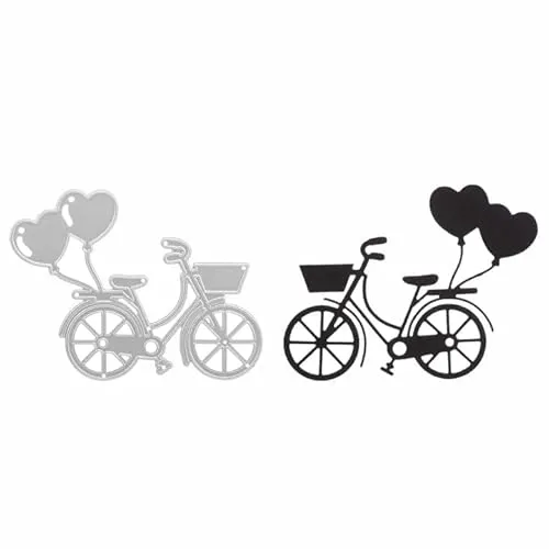 Stanzenshop Stanzschablone Fahrrad mit Luftballons, Stanzformen, Schablonen, Scrapbooking, Kartenherstellung, DIY, Prägeschablonen, Papierkarten, Cutting Dies