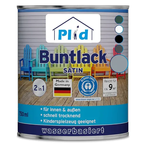 Sibergrau Buntlack 0,75L - Schnelltrocknend für Holz und Metall - Lacke für Holz und Metall, seidenmatt, schnelltrocknend in nur 4 Stunden, ideal für präzise Anstriche mit hoher Deckkraft.