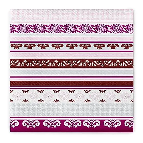 Sovie HOME Serviette JULE, BRAUN-ROSE, Linclass® Airlaid, 40 x 40 cm, 1/4 Falz, 12 Stück, verspieltes Ornamentdesign, Ideal für Gastronomie, Catering & Events