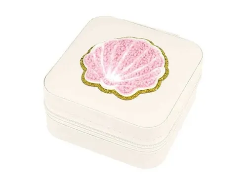 SCHMUCKKASTEN SCHMUCKBOX MUSCHEL BEIGE - 10 X 10 CM NEU