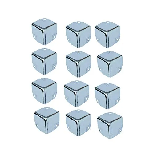 Wohlstand Möbel Ecken,Metallecken 40 * 40mm,Metall Eckwinkel Strebenschutz,Quartett Metallecken,Silber, Verzinkt, für Aluminiumbox,Holzkoffer Truhenkoffer Flightcase-12 Stück