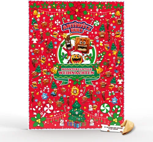 Antiwitzkeks Adventskalender XXL - Lebensmittel-Adventskalender mit 24 knackfrischen Keksen in Karamell, Vanille und Mango – für humorvolle Momente und leckere Abwechslung im Advent.