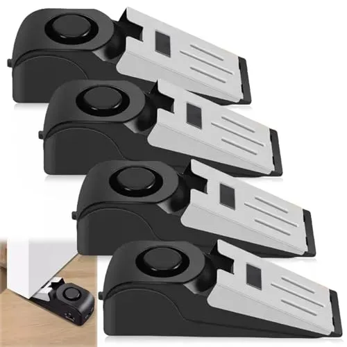 4er Set Türstopper Alarm, 120dB Lauter Tragbarer Keil Eingangsalarm, Türstopper mit Rutschfestem Gummi und Alarm, Alarm Keil für Tür Diebstahlschutz Sicherheit Von Wohnhäusern