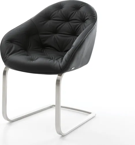 DELIFE Freischwinger Gaio-Flex Echt-Leder Schwarz von Delife