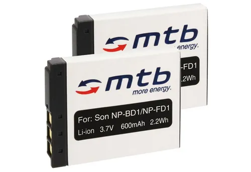 mtb more energy [BAT-218 - Li-Ion] Kamera-Akku kompatibel mit Akku-Typ Sony NP-BD1 / NP-FD1 600 mAh (3,7 V), passend für: Sony Cyber-shot DSC-G3, T2, T70, T75, T77, T90, T200, T300, T500, T700, T900, TX1…
