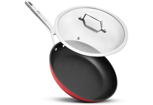 TLESS Bratpfanne mit Deckel Ø 28 cm - Induktion & Backofengeeignet - Vielseitige Bratpfanne aus Aluminium mit innovativer LotusPatina Antihaftbeschichtung für müheloses Braten. Ideal für alle Herdarten, inklusive Induktion, und spülmaschinenfest.