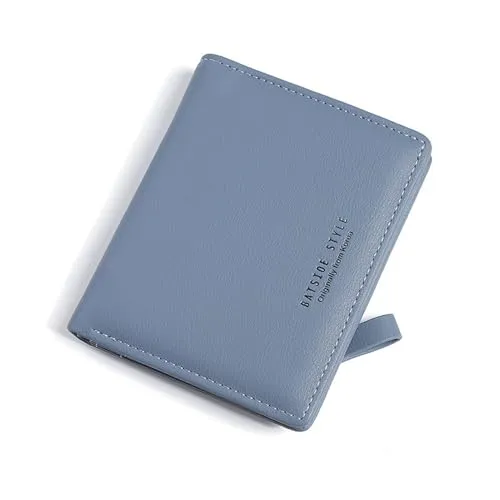 Skyearman Geldbörse für Damen, Leder, klein, mit Reißverschluss, Geldbörse, Damen, schmal, kurz, Brieftaschen mit 7 Kartenfächern, blau, 10cm * 8cm * 3cm, Modern