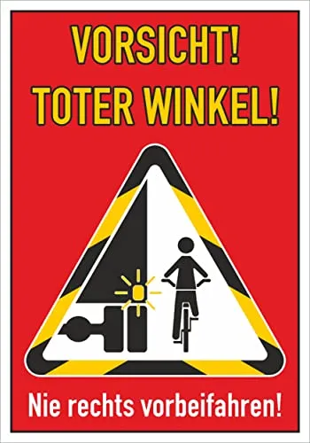 Aufkleber 'Vorsicht! - Toter Winkel!' 200 x 140 mm