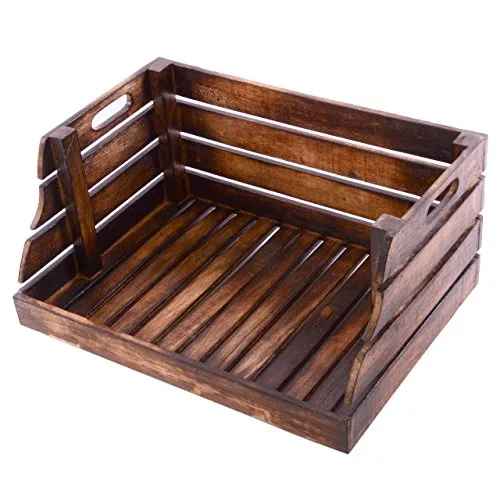 Divero Vintage Holzkiste Stapel-Kiste Spielzeug-Box Stiege braun geflammt Aufbewahrung 49x35x25,5cm Obst- und Gemüsekisten-Look