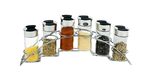 6-teiliges Gewürzständer-Set mit 90ml – Glas & Edelstahl Streuer für Ihre Gewürz