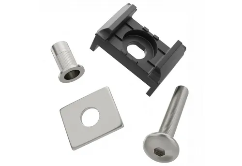 Qualinos Doppelstabmattenzaun Montageset und Reparaturset flach komplett V2A und UV-stabilisiert, (Vorteilspack, 10-St., Vollständiges Montageset mit flachen Klemmplatten), Komplettes Set