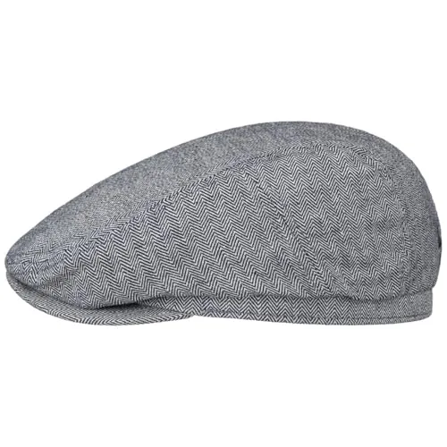 bugatti Sommer Fischgrat Flatcap Schirmmütze Herren - Dunkelblau, L (58-59 cm) - Elegante 3-teilige Flatcap aus Baumwolle mit 5,5 cm Schirm, ideal für Frühling und Sommer. Perfekt für stilvolle Auftritte.