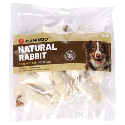 Flamingo Hundesnack Nature Kaninchenfüße mit Haaren 200 g, UVP 5,99 EUR, NEU