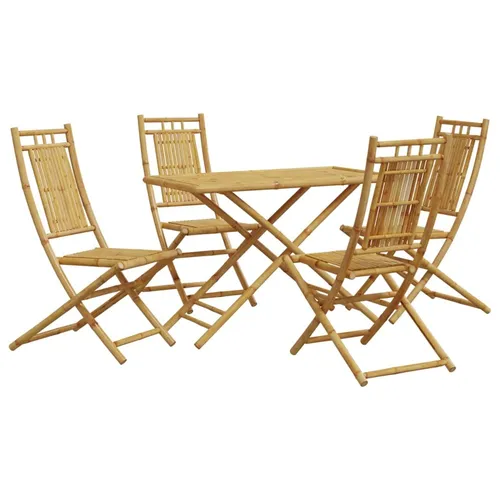 vidaXL 5-tlg. Garten-Essgruppe Bambus - Gartenmöbel-Set aus strapazierfähigem Bambus mit klappbarem Design, ideal für entspannte Stunden im Freien und platzsparend bei Nichtgebrauch.