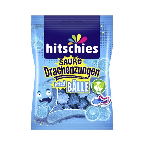 hitschies Saure Drachenzungen brizzl Bälle blau Packung 100g