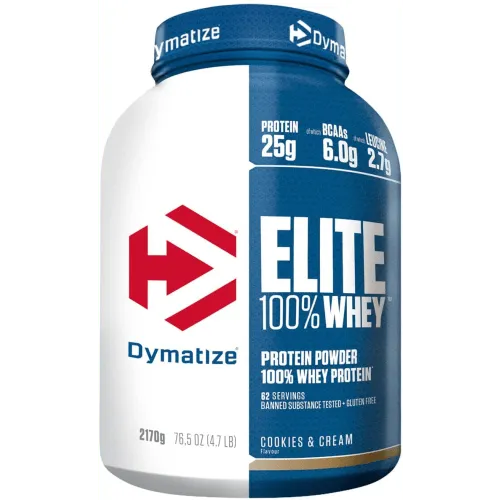 Dymatize Elite 100% Whey Cookies & Cream 2170g - Hochwertiges Proteinpulver - Molkenproteine mit 25g Protein pro Portion, ideal für Muskelaufbau und Erhalt, zuckerarm und glutenfrei für bewusste Athleten.