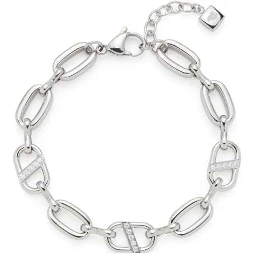 JEWELS BY LEONARDO Armband Narea - Elegantes Edelstahl-Armband mit Schiffsanker-Kettengliedern und Zirkonia-Steinen, allergikerfreundlich und anpassbar von 19-22 cm, ideal für jeden Anlass.