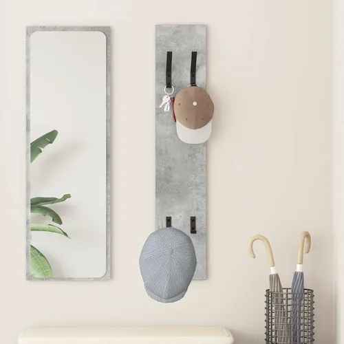 vidaXL Wandmontierter Kleiderständer in Betongrau, 100 cm - Praktischer und stilvoller Garderobenständer für den Flur, platzsparend und ideal für Jacken und Accessoires. Hergestellt aus stabilem Holzwerkstoff, einfach zu reinigen und langlebig.