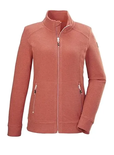 killtec Damen Fleecejacke KOS 100 WMN FLC JCKT - Funktionsjacke in hell sienna rot, ideal als Midlayer oder Übergangsjacke mit praktischen Reißverschlusstaschen und Kinnschutz für optimalen Komfort.