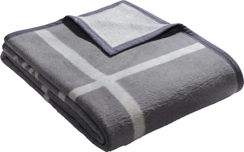 LOOKS BY WOLFGANG JOOP Wohndecke 150x200 cm - Tragbare Decke aus Baumwollmischung im stilvollen Karo Design, ideal für gemütliche Abende und pflegeleicht bei 30 °C.