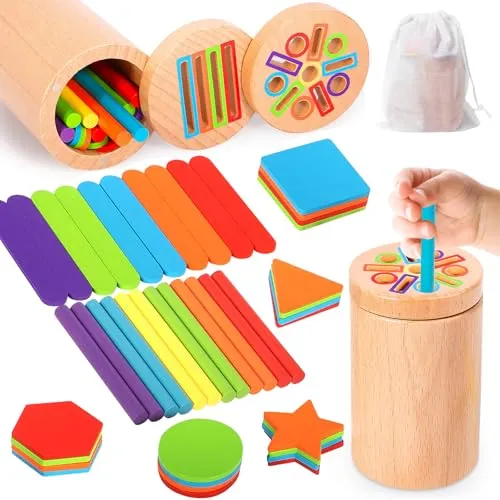 TEBOKHAD Montessori Spielzeug ab 3 Jahr,Montessori Spielzeug ab 3 Jahre,Holz Montessoris Spielzeug 3+,Geschenk Mädchen Jungen 3+ Jahre Farbe Sortierspiel,Baby Motorikspielzeug ab 3 Jahr
