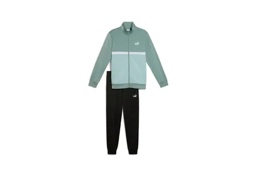 PUMA Unisex Poly Colorblock Suit - Gestrickter Anzug in Green Moon, Größe S - Trainingsanzüge aus hochwertigem Polyester, ideal für Komfort und Bewegungsfreiheit beim Sport.