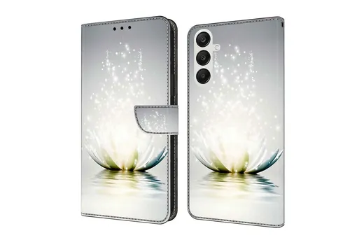 CLM-Tech Handytasche für Samsung Galaxy A56 5G Hülle aus PU-Leder Klapphülle (Lotus Lampe, Handyhülle mit Standfunktion - Wallet Flip Case inklusive Kartenfächer), Cover mit Magnetverschluss Samsung Galaxy A56 5G Schutzhülle