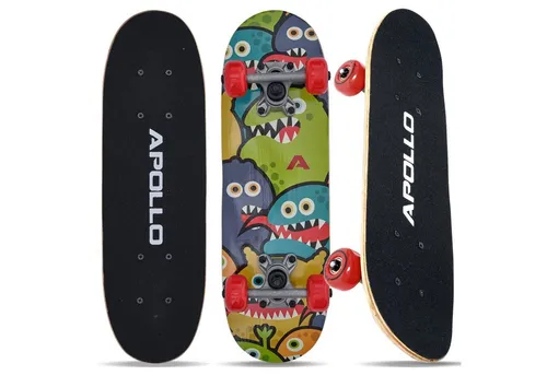 Apollo Kinderskateboard Monsterskate 20 Zoll - Longboards & Cruiser, ideal für Anfänger und kleine Profis mit ABEC 3 Kugellagern und stabilen Aluminiumachsen für optimalen Fahrspaß.