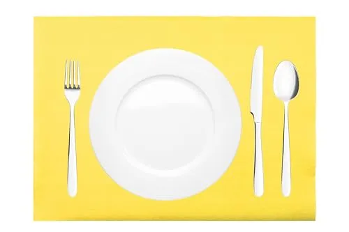 Mank Tischset aus Airlaid Uni - Gelb, 100 Stück - Platzsets in Gelb, 40 x 30 cm, ideal für Gastronomie und Feiern. Hygienisch, elegant und vielseitig einsetzbar für Hochzeiten, Partys und Buffets.
